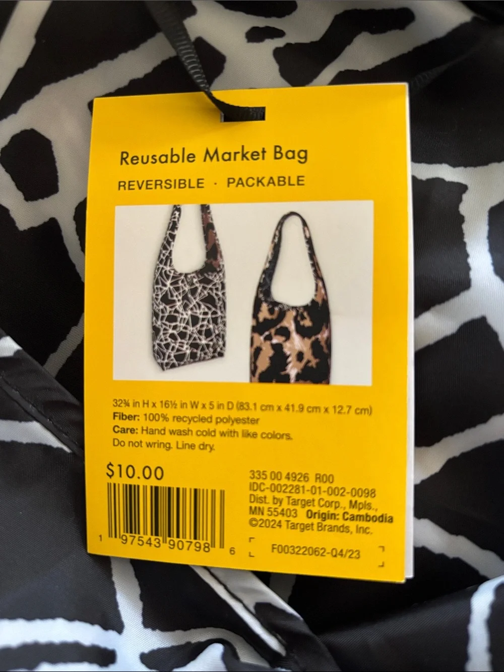 NEW Diane Von Furstenberg Target Collab Black/White Abstract Reusable Market Bag